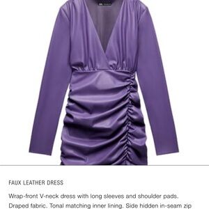 Zara Purple Ruched Long Sleeve Bodycon Dress
